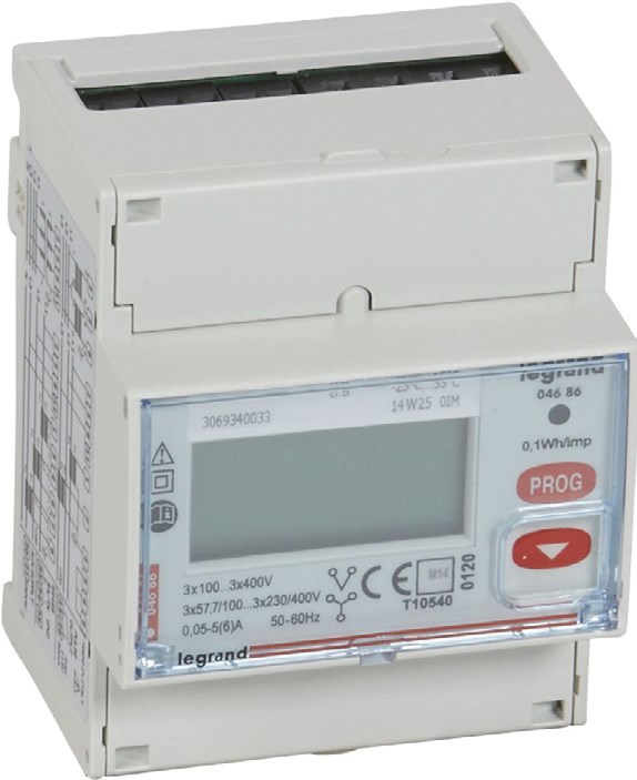 Рис.  3. Трехфазный счетчик электроэнергии EMDX3, измерение через трансформаторы тока, с выходом RS485