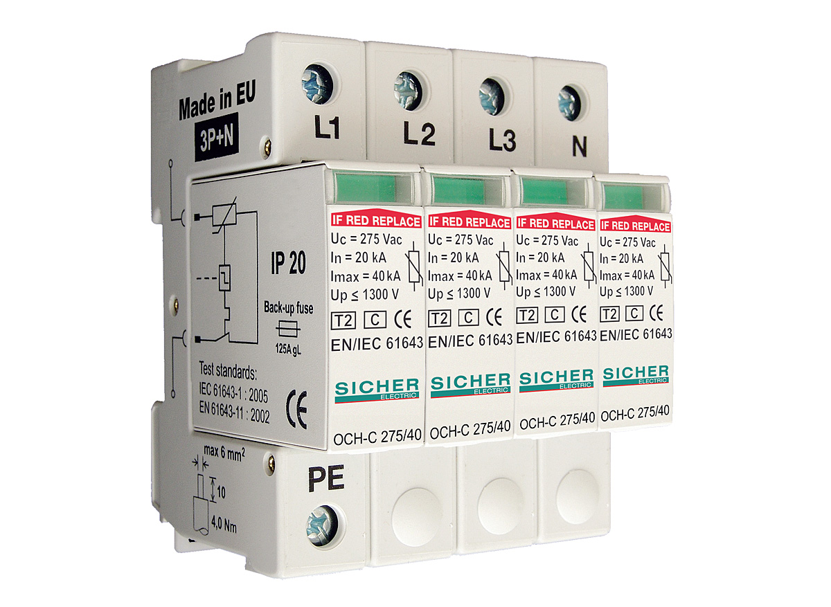 Fot. 1.
Ochronnik typu „2” (klasa C) w wersji 3P+N dla sieci TN-S lub IT.