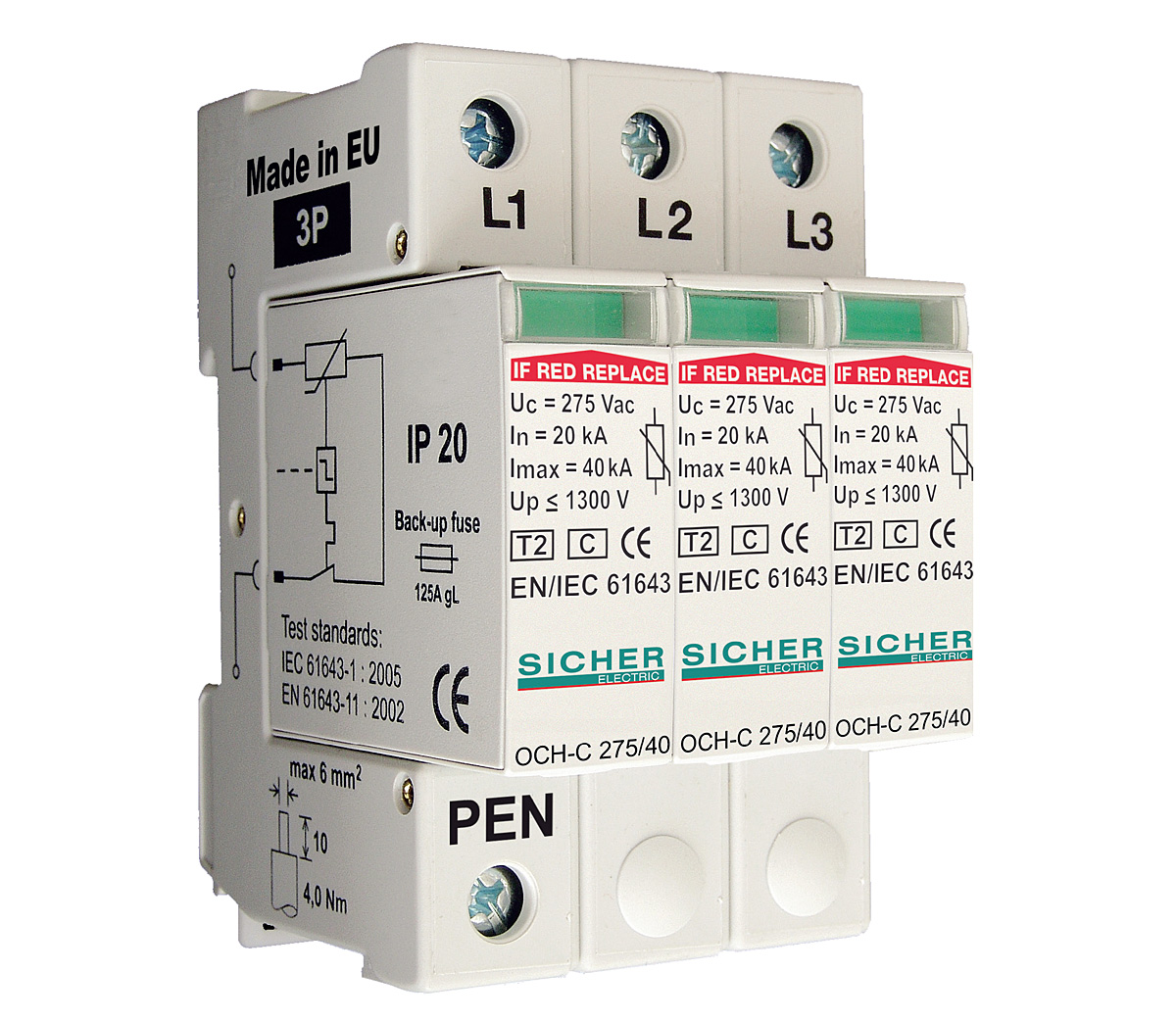 Fot. 2.
Ochronnik typu „2” (klasa C) w wersji 3P dla sieci TN-C.