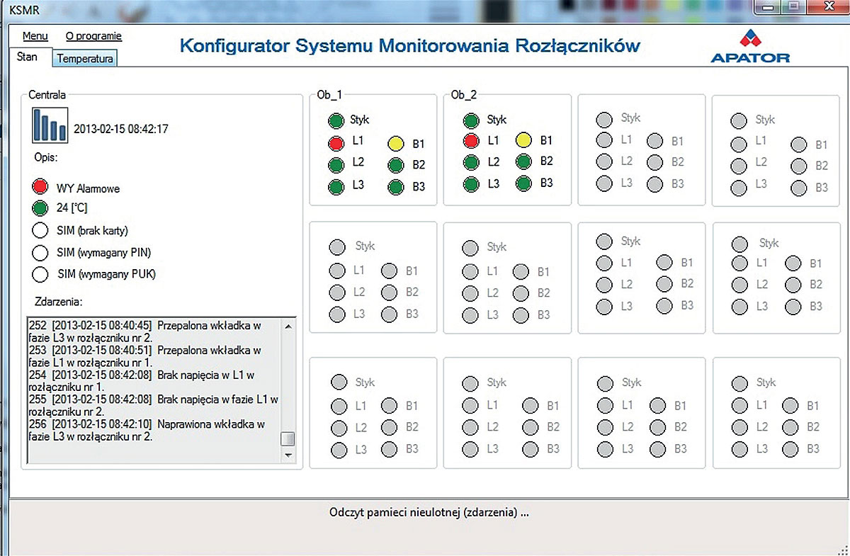 Rys. 2. Widok Konfiguratora Systemu Monitorowania Rozłączników (KSMR).