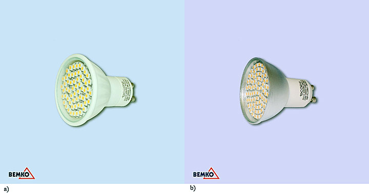 a) D82-GU10-SMD60-WW-PO b) D82-GU10-SMD80-WW-AL
