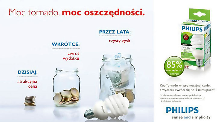 Promocja Philips - moc oszczędności dzięki świetlówce Tornado