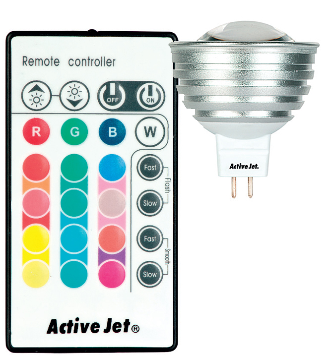 Fot. 3 Lampa 3 PowerLED o zmiennej barwie światła RGB może być sterowana zdalnie za pomocą pilota.