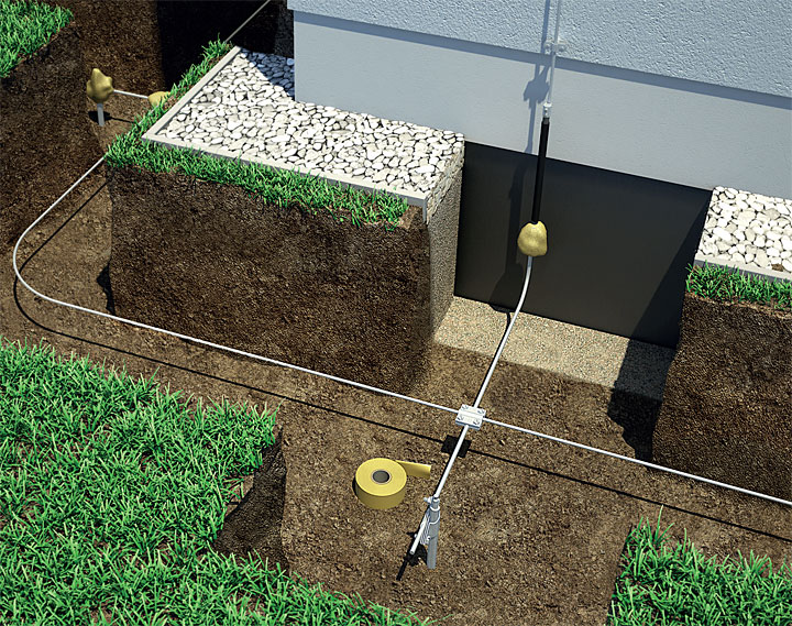 Fot. 3. Uziom pionowy (w układzie typu A) z zasady montowany jest pionowo w gruncie na dużej głębokości