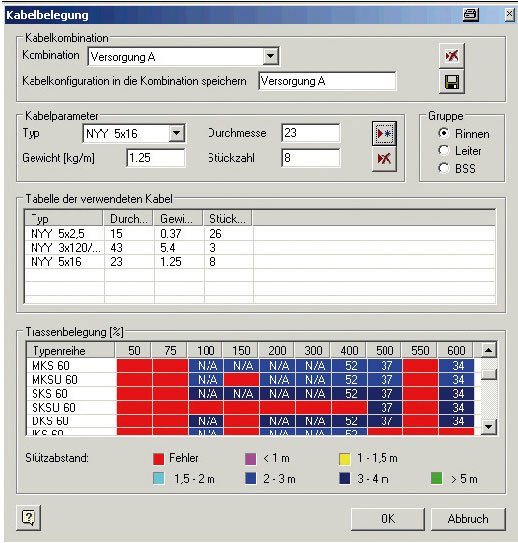 Fot. 5 Kalkulator doboru tras kablowych OBO Cables Filling