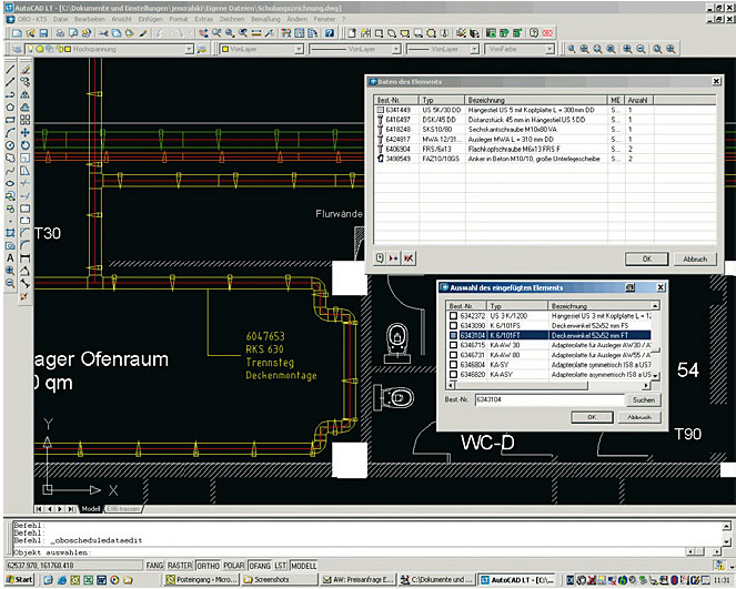 Fot. 6 Program wspomagający projektowanie tras kablowych OBO Construct PL dla AutoCad
