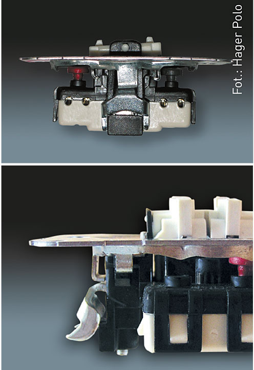 Fot. 3. Przykładowe łapki rozporowe w osprzęcie HAGER POLO