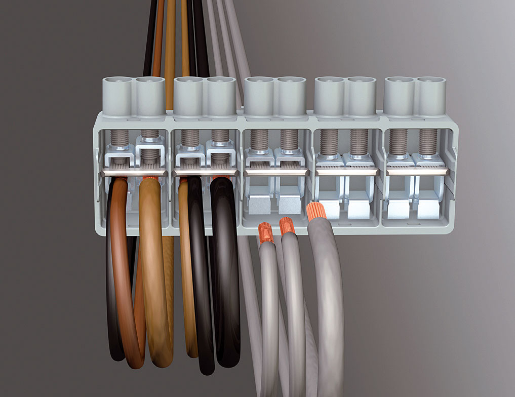 Fot. 6. Podwójne zaciski pozwalają bez przeszkód połączyć na przykład przekroje 1,5 oraz 10 mm2