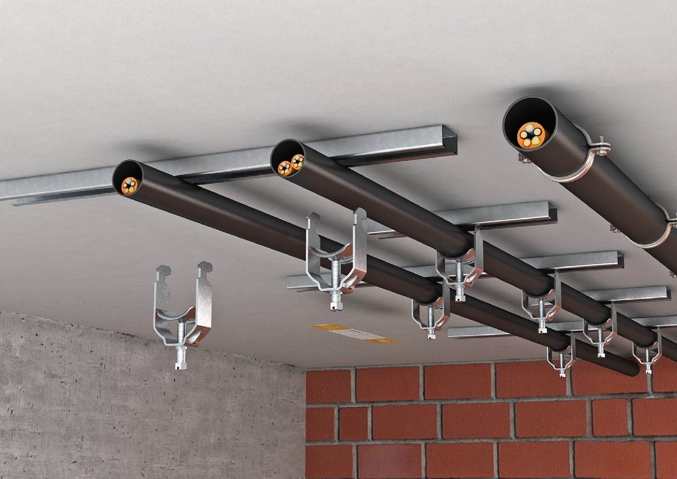 Fot. 8. Trasy kablowe mocowane do sufitu