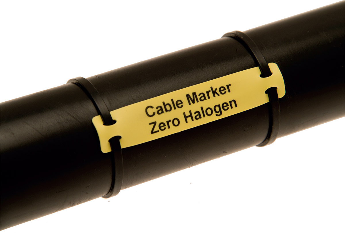 Fot. 1. Elastyczne oznaczniki mocowane za pomocą specjalnych taśm zapewniają
idealne przyleganie do powierzchni kabla lub przewodu. Fot.: PARTEX