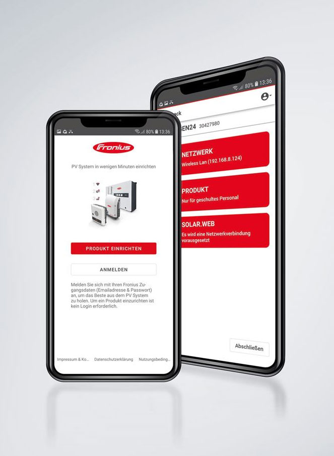 Fronius Solar.start — nowa aplikacja ułatwia uruchamianie i umożliwia konfigurację oraz rejestrację w zaledwie 3 krokach przy użyciu smartfonu lub tabletu.  Fot. Fronius