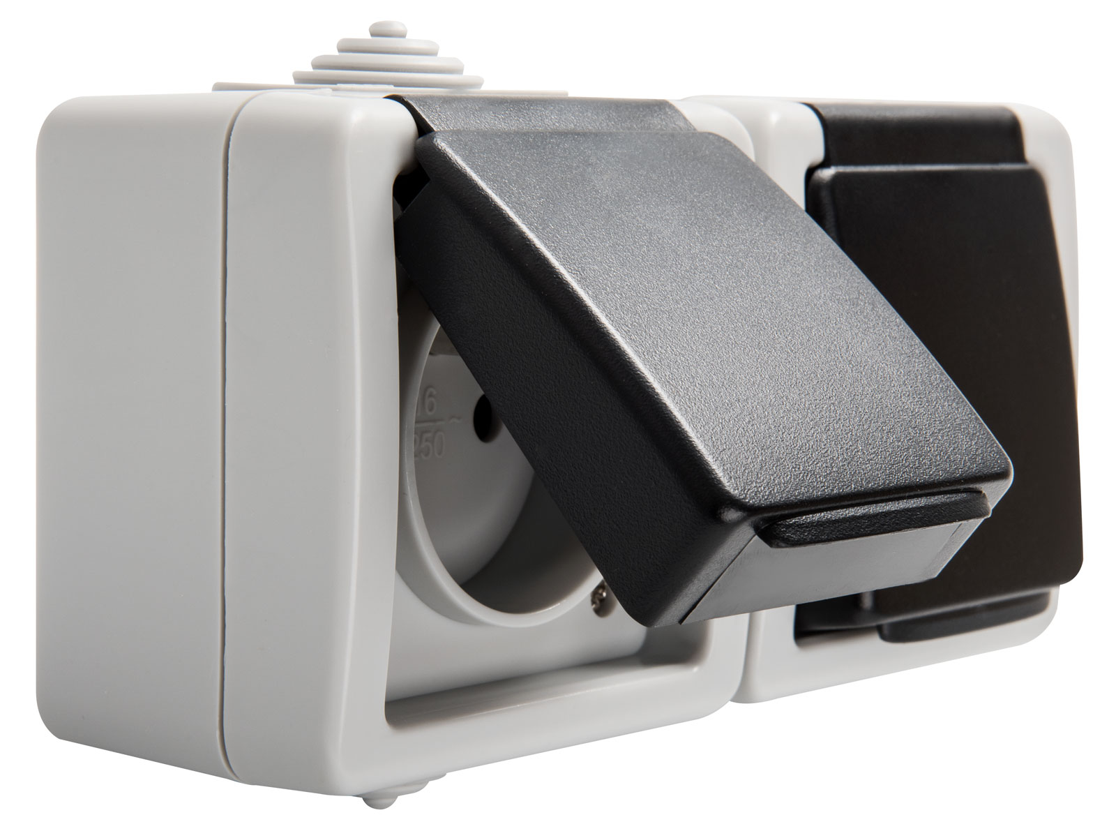 TEKNO - gniazdo zasilające z uziemieniem, francuskie, podwójne