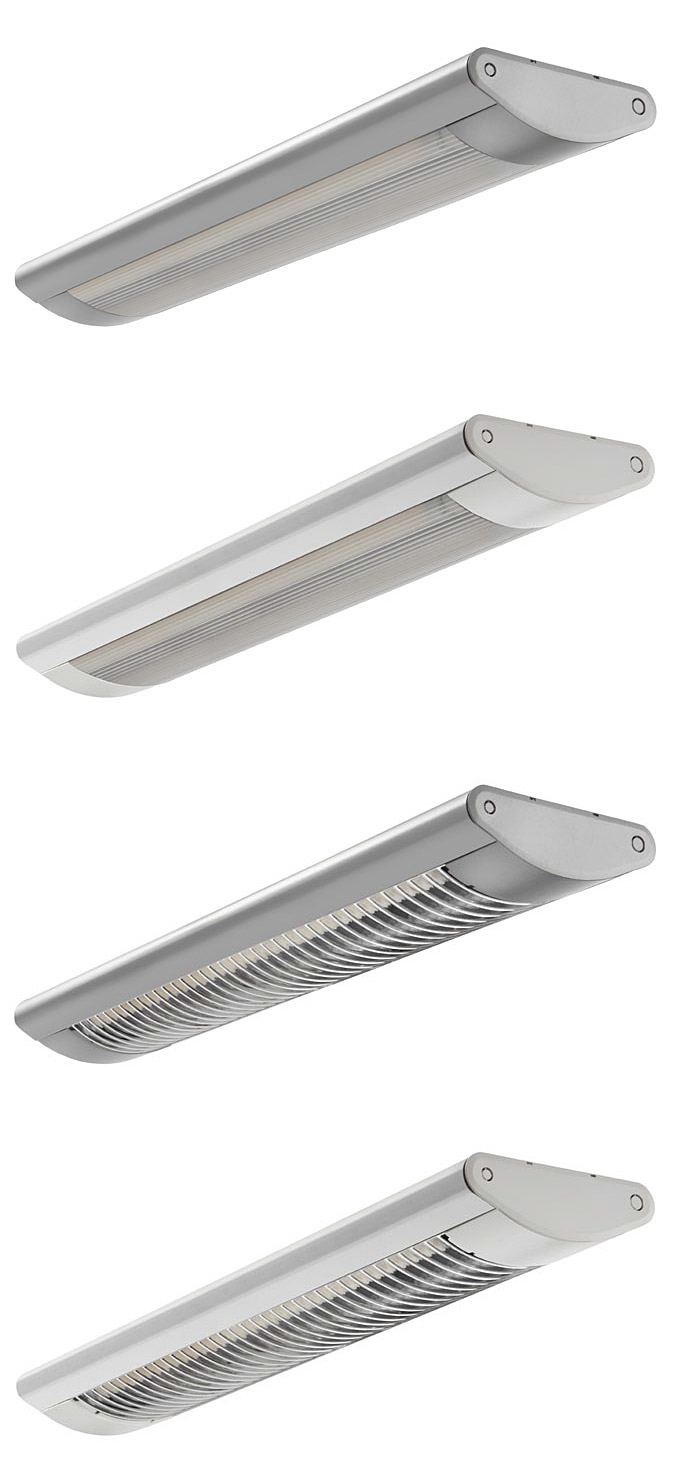 Fot. 2. W oświetleniowych oprawach
liniowych klosz zawieszono na
spinkach, dzięki czemu ułatwiona
jest wymiana źródła światła. Fot.: Kanlux