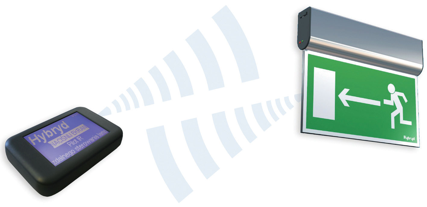 Fot. 4. Oprawa oświetlenia ewakuacyjnego z testem inicjowanym z pilota. Fot.: HYBRYD