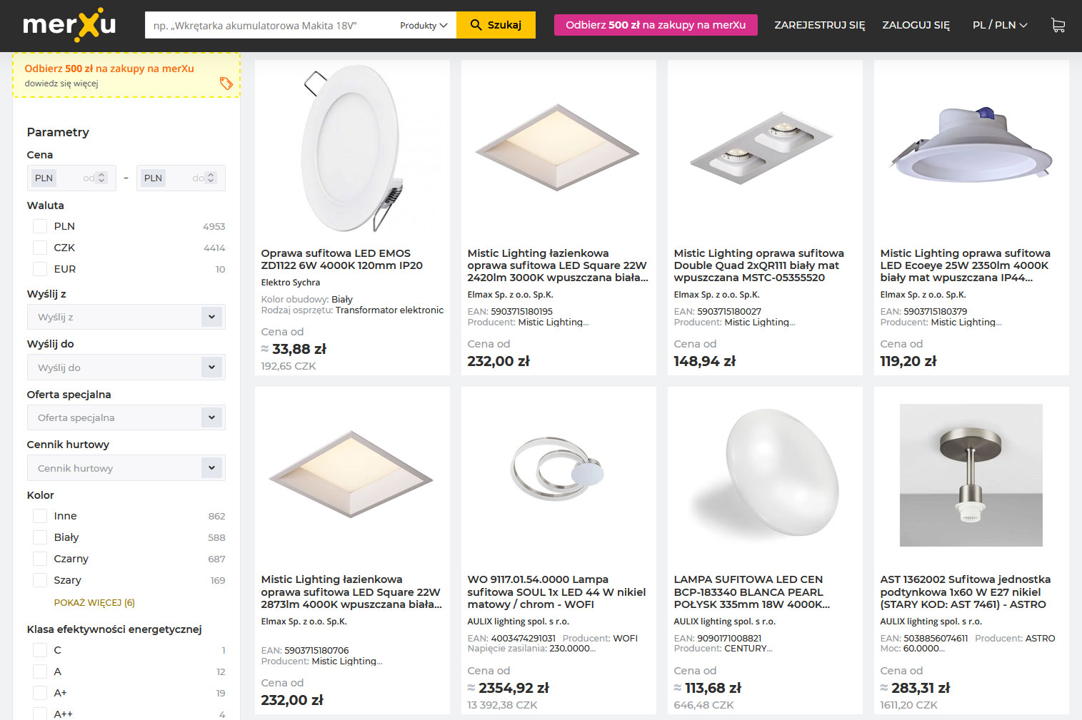 Technika oświetleniowa z MerXu - oprawy, czujniki, sterowniki i zasilacze