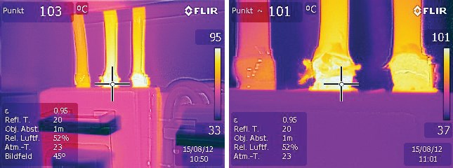 Obrazy połączeń kablowych w wyłączniku prądowym.