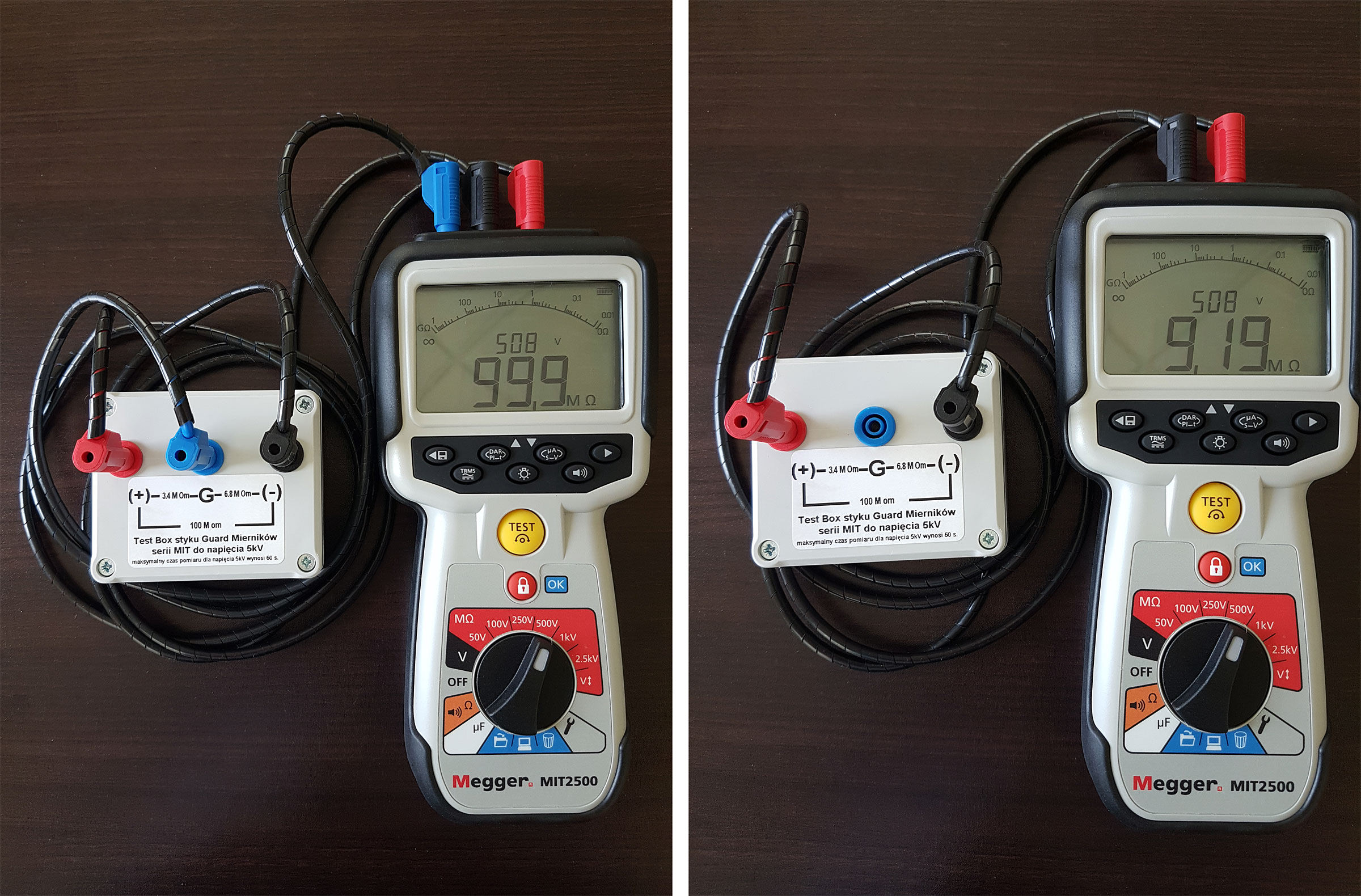 Rys.2 Wyniki otrzymane w wyniku pomiaru z wykorzystaniem zacisku Guard i bez użycia zacisku Guard.