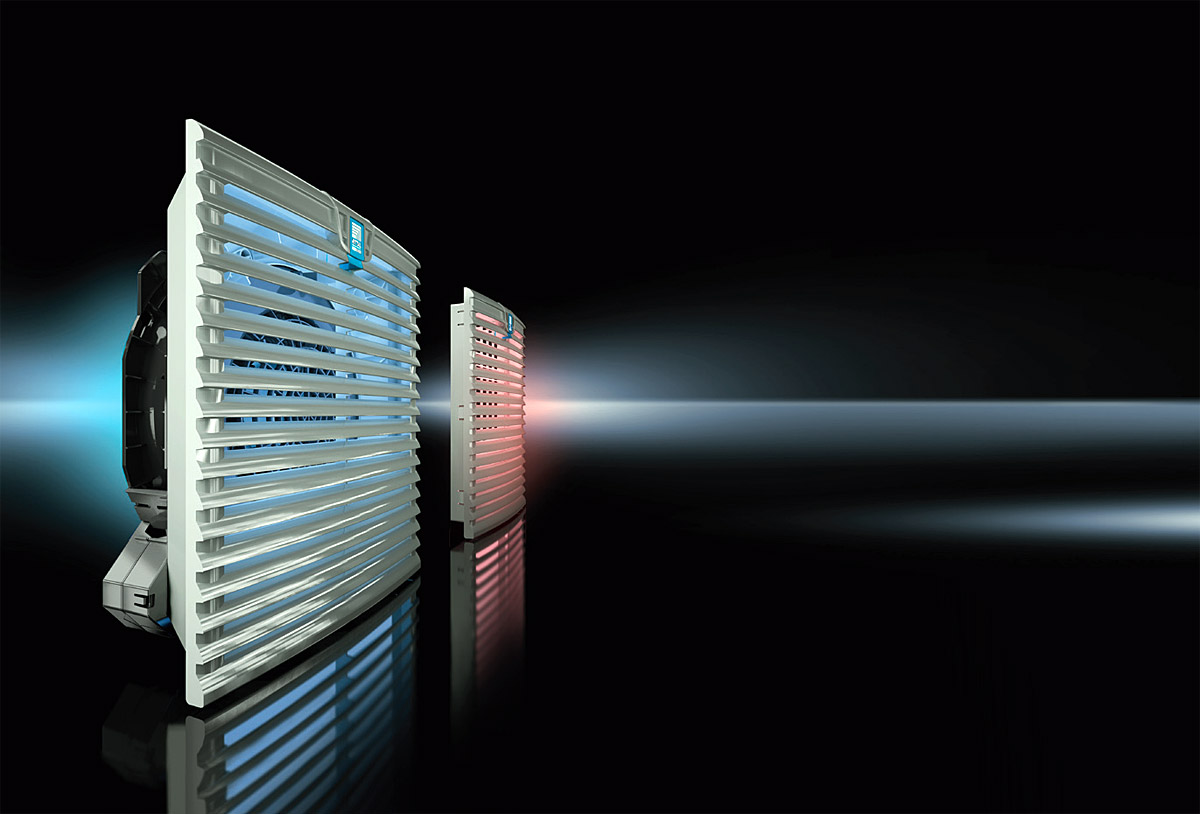 Fot. 3.
Wymienniki ciepła typu powietrze-
powietrze można stosować
tam, gdzie powietrze zewnętrzne
może być stosowane do chłodzenia
pomieszczenia w obiegu
wewnętrznym.
To, jaki rodzaj odprowadzania ciepła jest możliwy, zależy nie tylko od tego, czy szafa
sterownicza jest otwarta czy zamknięta, lecz przede wszystkim od maksymalnej
temperatury otoczenia w miejscu zainstalowania szaf sterowniczych oraz od maksymalnej
temperatury wewnętrznej w szafie. Fot.: RITTAL