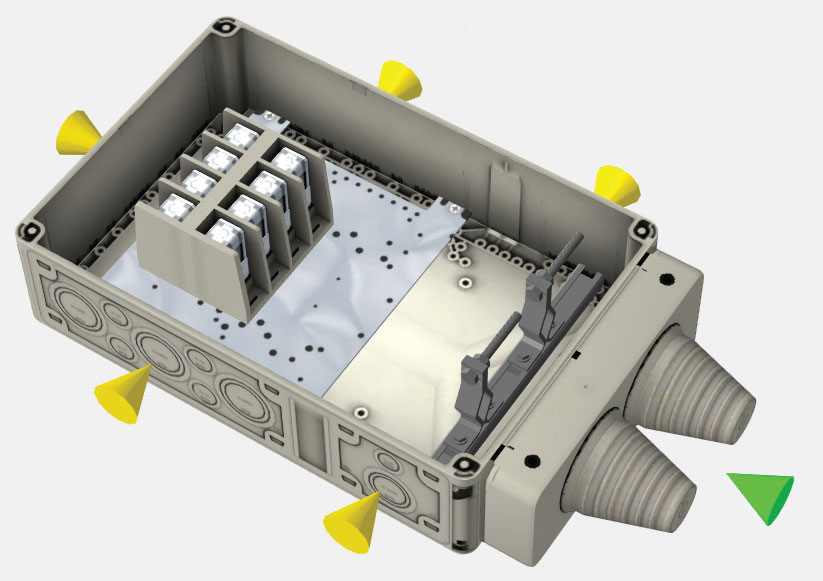 Fot. 2. Projekt dostępny w 3D oznacza, że możemy obejrzeć
go z każdej strony i zaglądać we wszystkie zakamarki
rozdzielnicy. Fot.: HENSEL